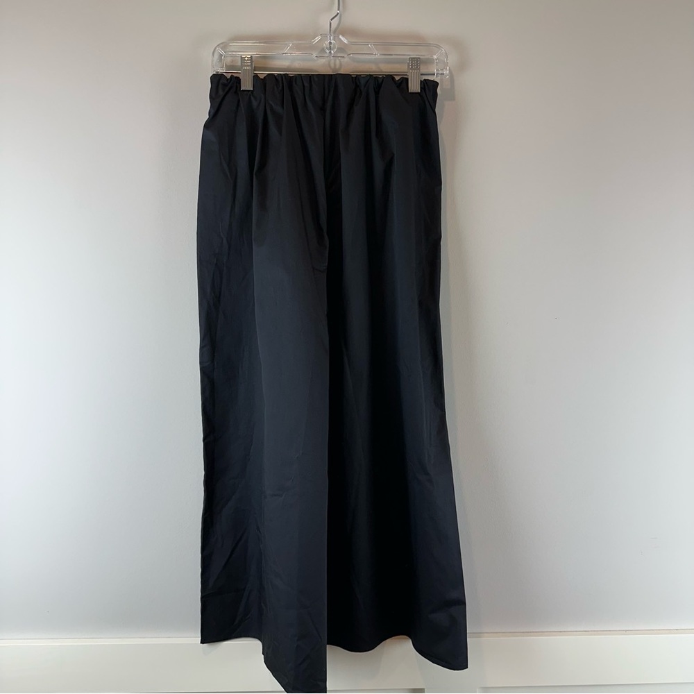 NEW Zara Black Wide Leg 100% Cotton Career Minimalist Cropped Pants Size XS - Picture 3 of 6